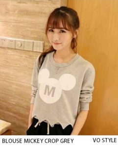 KODE : BLOUSE MICKEY CROP GREY IDR : 58.000,-  MATERIAL : HIGH QUALITY SIZE : ALLSIZE.