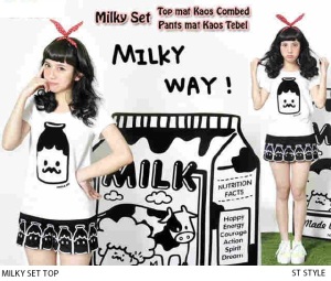 KODE : MILKY SET TOP IDR : 70.000,-  MATERIAL : COMBED HIGH QUALITY SIZE : ALLSIZE
